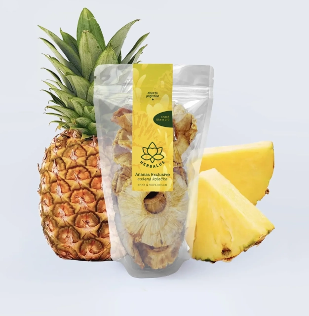 Herbalus Organic - ANANAS EXCLUSIVE - sušené kolieska, nesírené a bez pridaného cukru