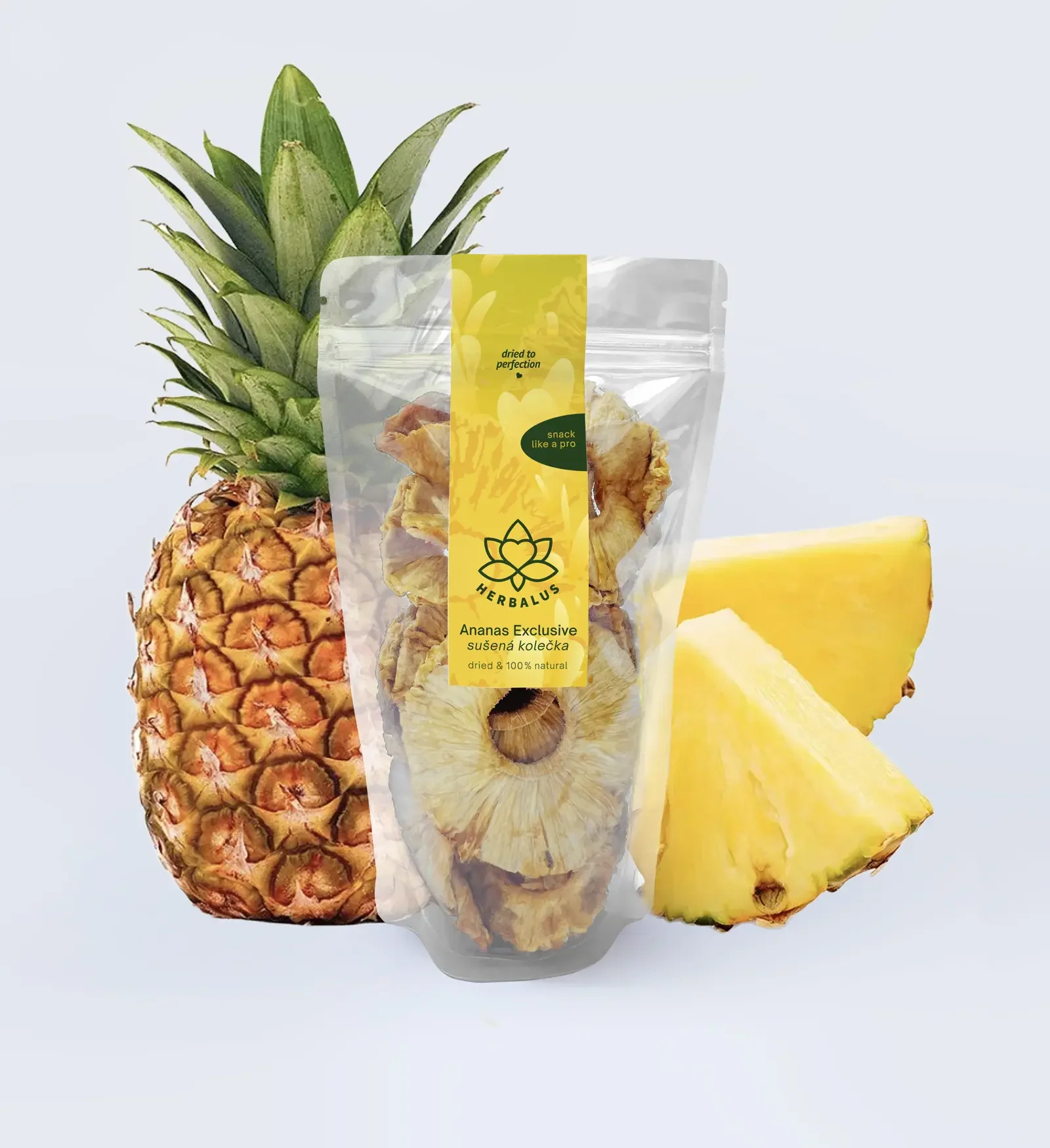 Herbalus Organic - ANANAS EXCLUSIVE - sušené kolieska, nesírené a bez pridaného cukru