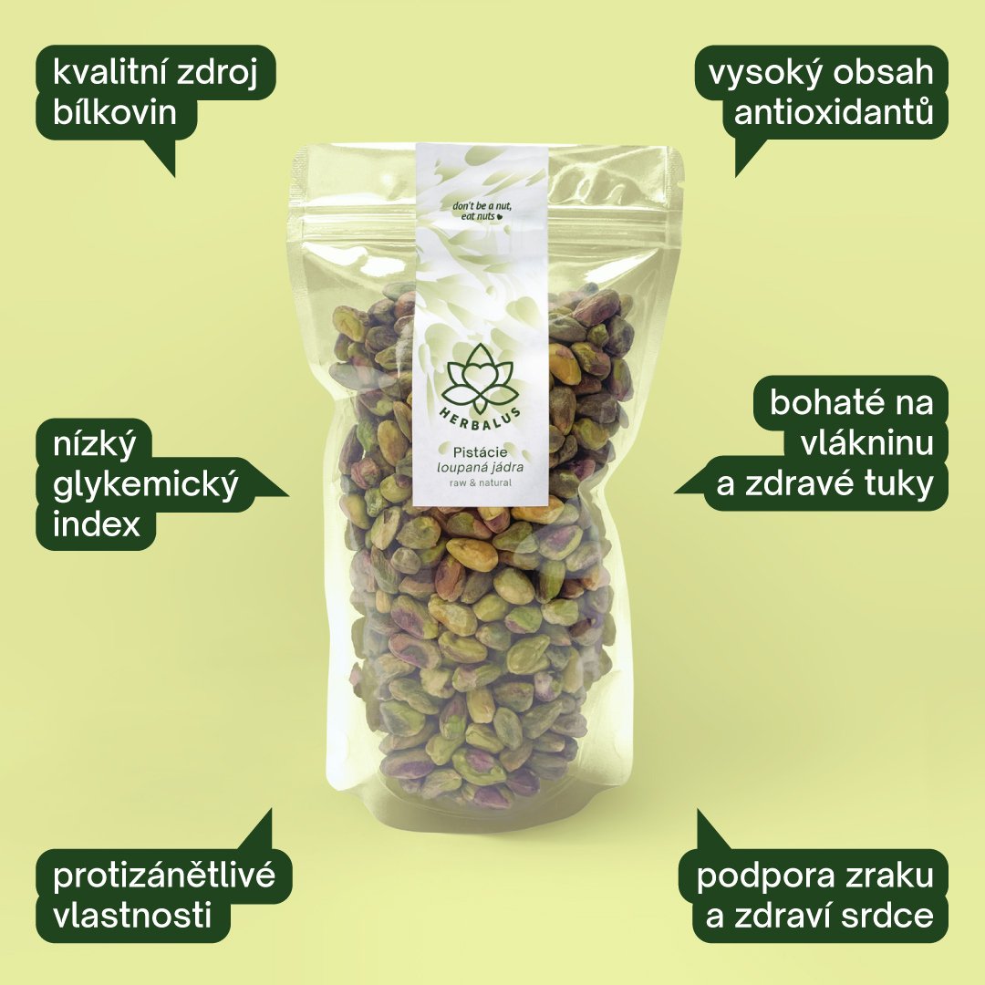 Herbalus Organic - Pistácie raw & natural loupaná jádra