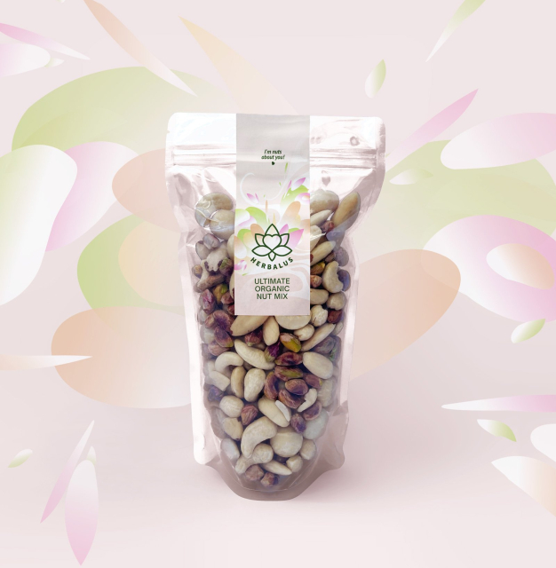 Herbalus Organic - ULTIMATE NUT MIX - raw & natural - kešu, pistácie, mandle, makadamové a para orechy