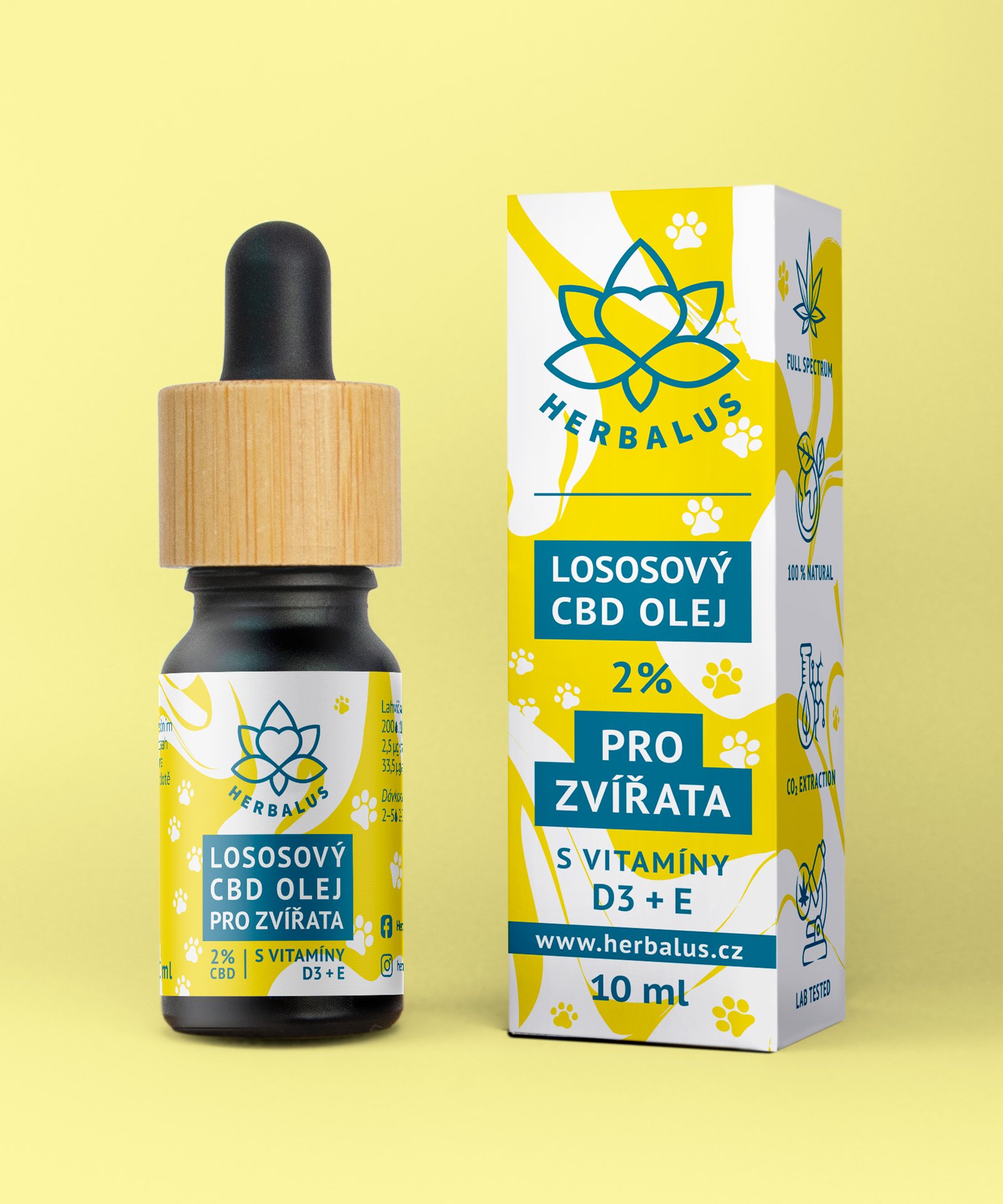 Lososový CBD olej 2% pro zvířata - s vitamíny E+D3