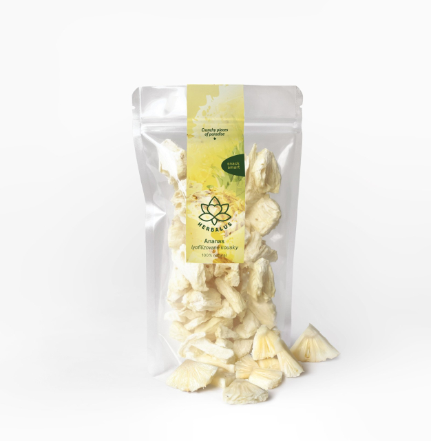 Herbalus Organic - LYOFILIZOVANÝ ANANAS - mrazem sušené kousky 50 g, bez přidaného cukru