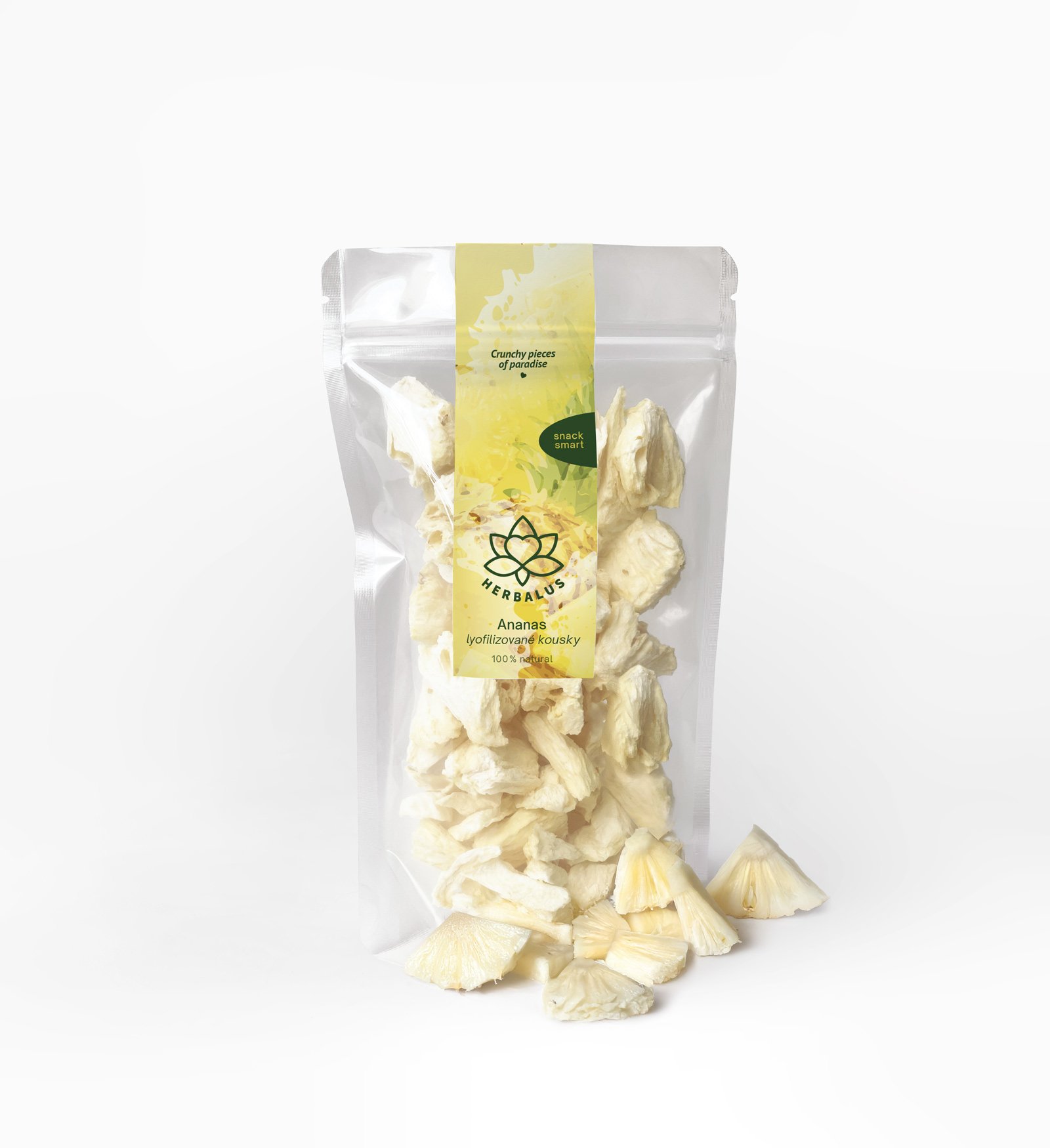 Herbalus Organic - LYOFILIZOVANÝ ANANAS - mrazem sušené kousky 50 g, bez přidaného cukru